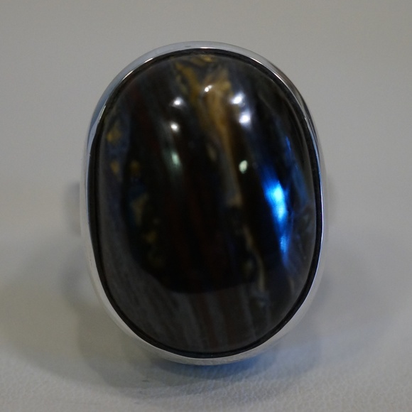 Sterling Silver (.925) Genuine Tiger Iron Ring - Picture 3 of 9